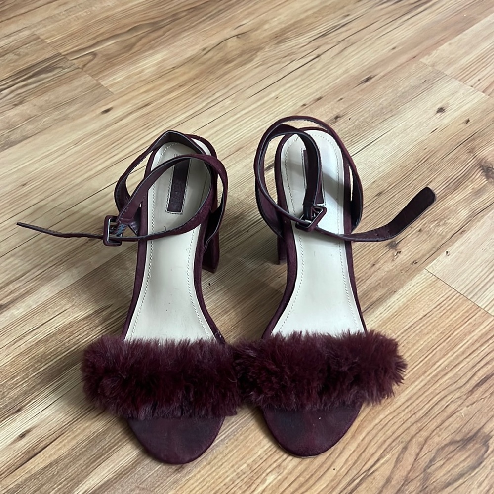 Forever 21 Maroon Fuzzy Heels